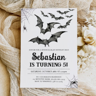 Invitación Bats Spooky Halloween Birday Party