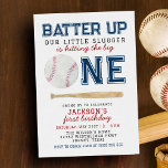 Invitación Batter Up Baseball Primer Fiesta de Cumpleaños<br><div class="desc">Batter Up Baseball 1ª Invitación a la Fiesta de Cumpleaños</div>