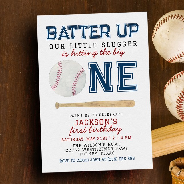 Invitación Batter Up Baseball Primer Fiesta de Cumpleaños (Subido por el creador)