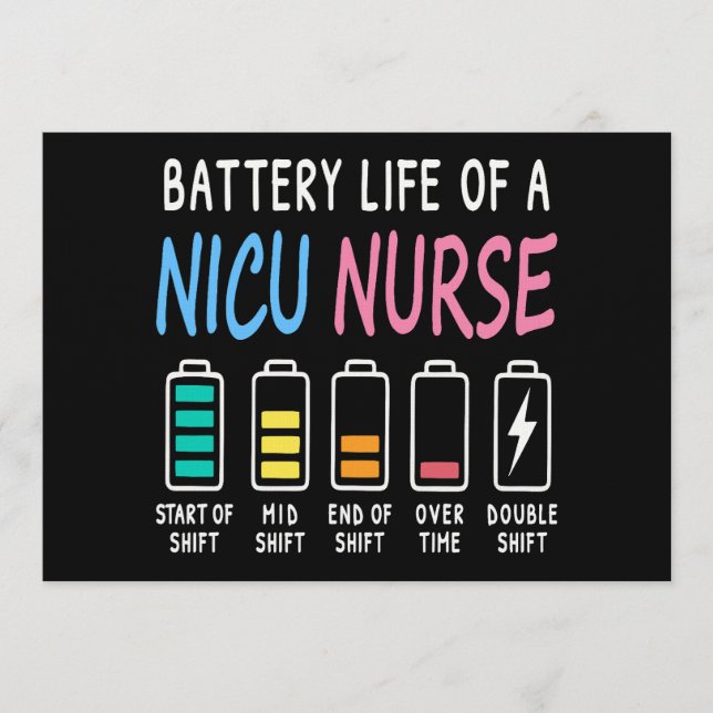 Invitación Battery life of a NICU nurse humor level (Anverso)