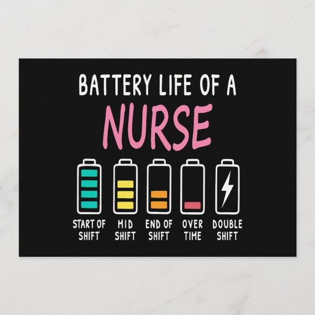 Invitación Battery life of a nurse humor chart (Anverso)