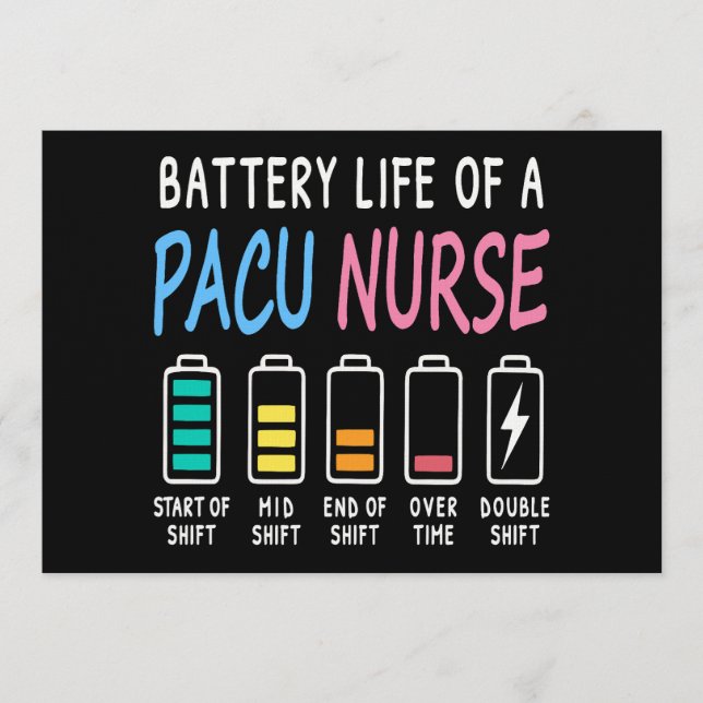 Invitación Battery life of a PACU nurse levels humor (Anverso)
