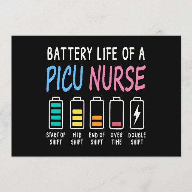 Invitación Battery life of a PICU nurse humor chart (Anverso)