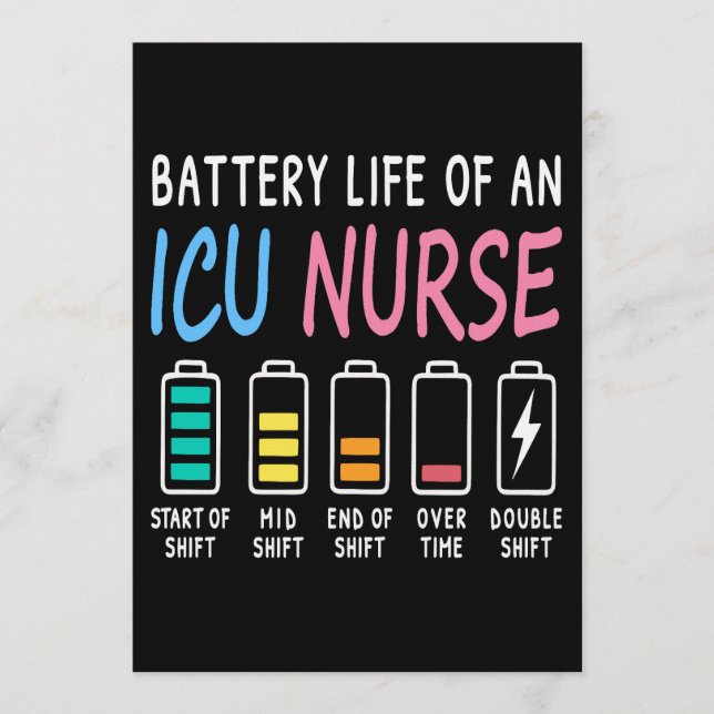 Invitación Battery life of an ICU nurse humor chart (Anverso)
