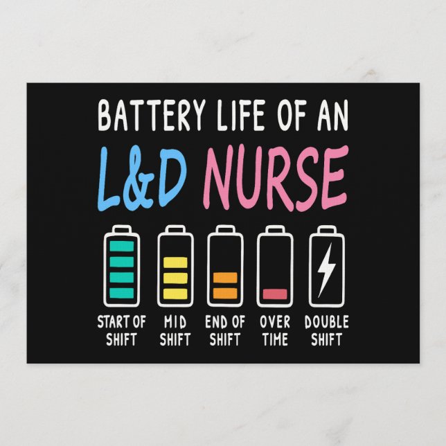 Invitación Battery life of an L&D nurse humor chart (Anverso)