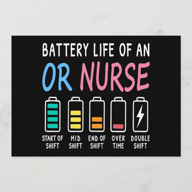 Invitación Battery life of an OR nurse humor chart (Anverso)