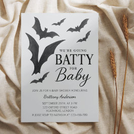 Invitación Batty For Baby Halloween Bats Baby Shower