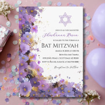 Batz Mitzvah Floral Púrpura y Dorado