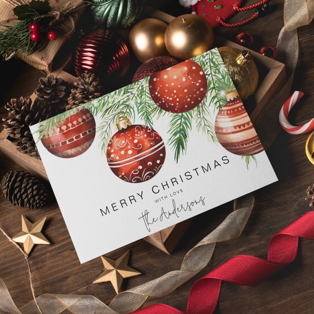 Invitación Bauble de Navidades rojos modernos (Subido por el creador)