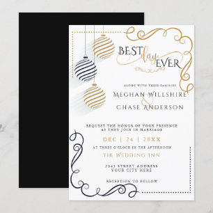 Invitación Baubles modernos de vacaciones minimalistas en neg