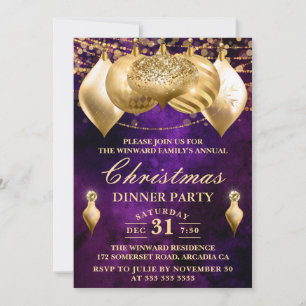 Invitación Baudibles de Navidades morados y dorados