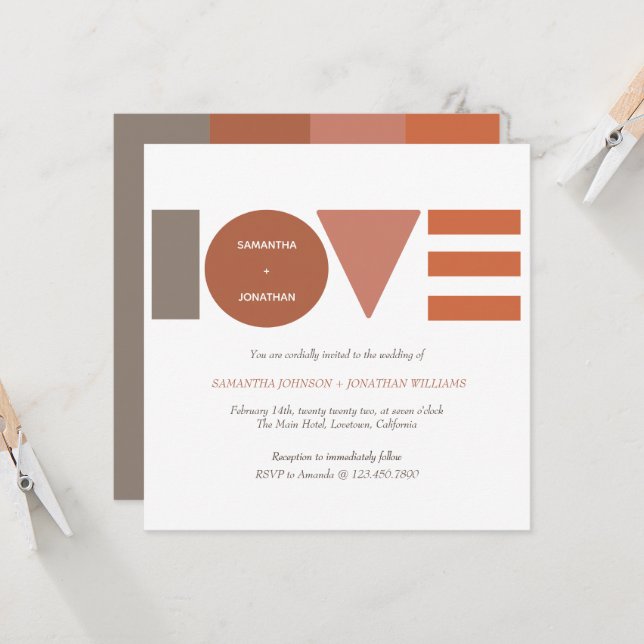 Invitación Bauhaus Love Stried Square Boda (Anverso/Reverso In Situ)