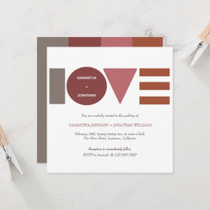Invitación Bauhaus Love Striped Square Wedting