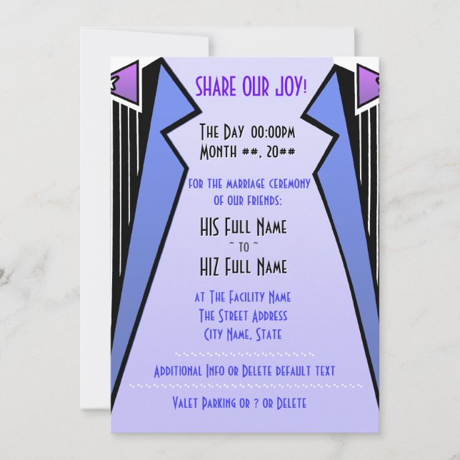 Invitación Bauhaus Tuxedo - LBV (Ceremonia Boda) (Anverso)