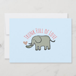 Invitación Baúl Lleno de Amor Elefante Doodle Adorable