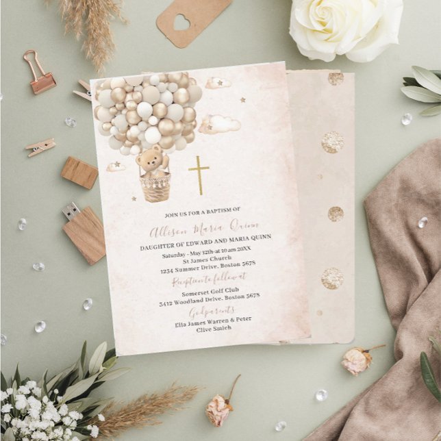 Invitación Bautismo acuático moderno de osito de peluche (Subido por el creador)