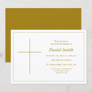 Invitación Bautismo Adulto Mínimo de Oro Amarillo