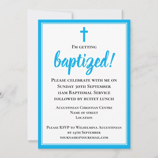 Invitación Bautismo Adulto Moderno Elegante (Anverso)