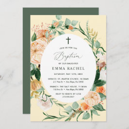 Invitación Bautismo amarillo Pastel personalizado del Boho Bo