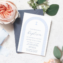 Bautismo azul en el arco de la clave griega