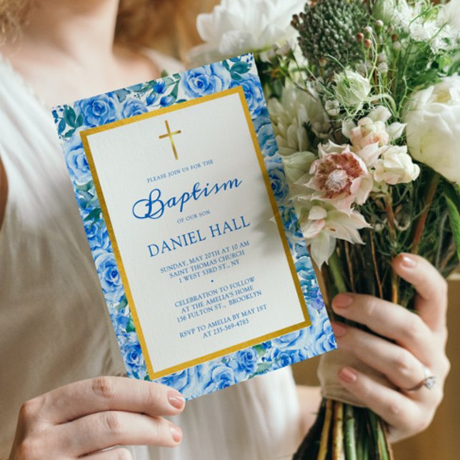 Invitación Bautismo azul turbio moderno (Subido por el creador)