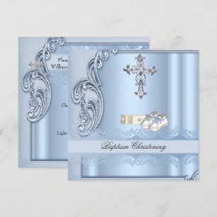 Invitación Bautismo Blue Cross Niño damasco bautizo