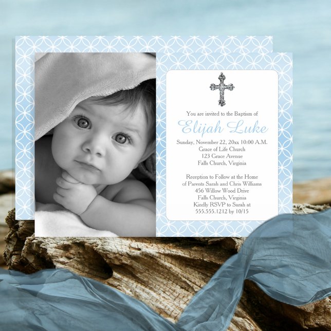 Invitación Bautismo | Boy Eternity Rings Crosch Photo (Subido por el creador)