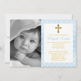 Invitación Bautismo | Boy Eternity Rings Gold Cross Photo