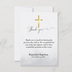 Invitación Bautismo caligráfico moderno gracias