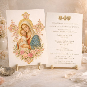 Invitación Bautismo Católico Bautizo María Jesús