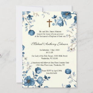 Invitación Bautismo Católico Cristiandad Bendita Madre Jesús