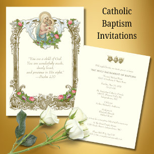 Invitación Bautismo Católico Cristiandad María Jesús