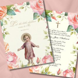 Invitación Bautismo católico Cristianismo Niño Jesús Floral