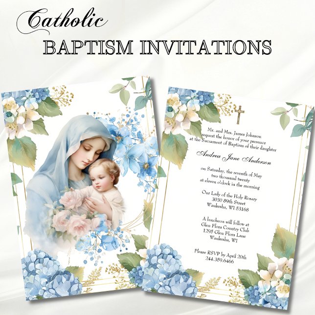 Invitación Bautismo católico Cristiano Cristiando Madre Bendi (Subido por el creador)