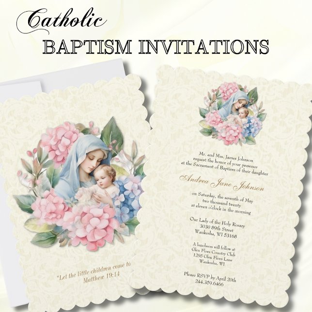Invitación Bautismo católico Cristiano Cristiando Madre Bendi (Subido por el creador)