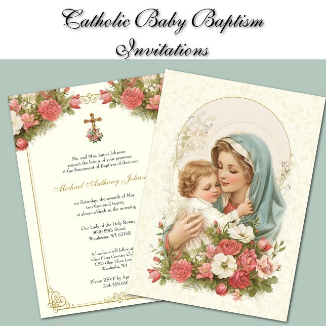 Invitación Bautismo católico Cristiano Cristiando Madre Bendi (Subido por el creador)