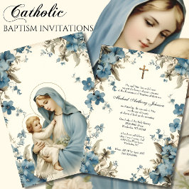 Invitación Bautismo católico Cristiano Cristiando Madre Bendi