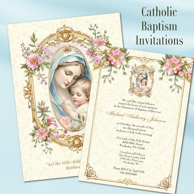 Invitación Bautismo católico Cristiano Cristiando Madre Bendi (Subido por el creador)