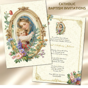 Invitación Bautismo católico Cristiano Cristiando Madre Bendi