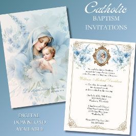 Invitación Bautismo católico Cristiano Cristiando Madre Bendi