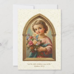Invitación Bautismo católico Cristiano Cristiano Niño Floral 
