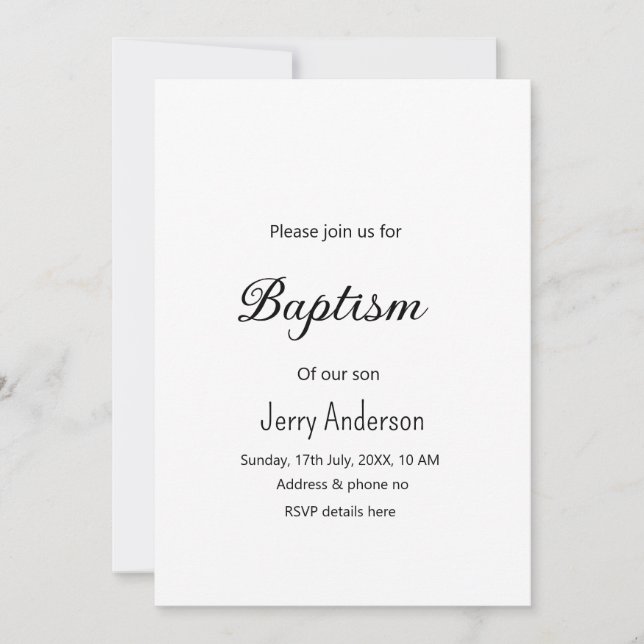 Invitación Bautismo católico niños modernos simple QR mínimo (Anverso)