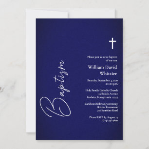 Invitación Bautismo Católico Romano de Riqueza y Belleza Azul