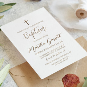 Invitación Bautismo Chica amarillo y blanco simple y elegante