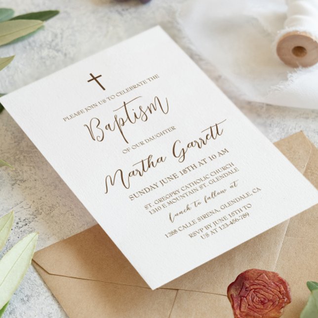 Invitación Bautismo Chica amarillo y blanco simple y elegante (Subido por el creador)