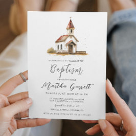 Invitación Bautismo Chica De Iglesia Simple Y Elegante