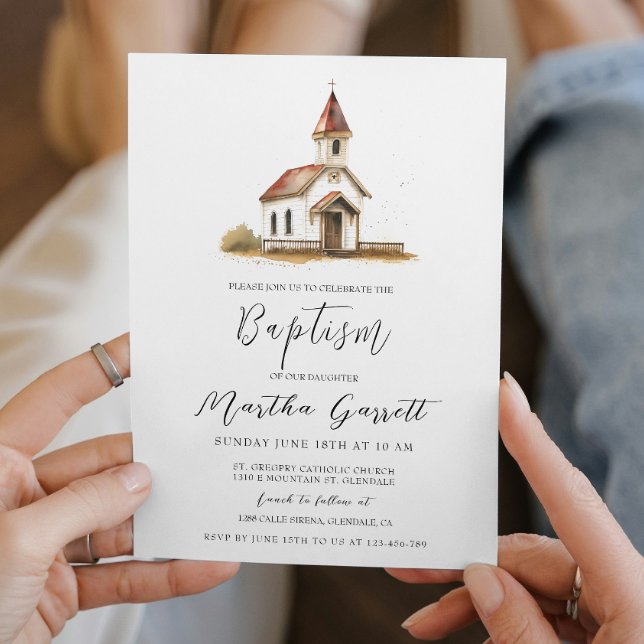 Invitación Bautismo Chica De Iglesia Simple Y Elegante (Subido por el creador)