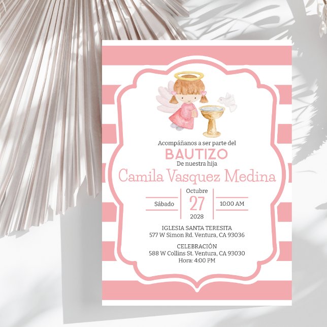 Invitación Bautismo chica en el Ángel de la Cuta Española (Subido por el creador)
