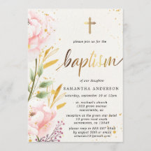 Bautismo Chica Oro Y Acuarela Rosa