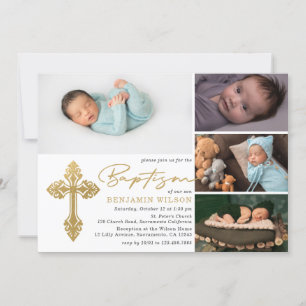 Invitación Bautismo collage de fotos